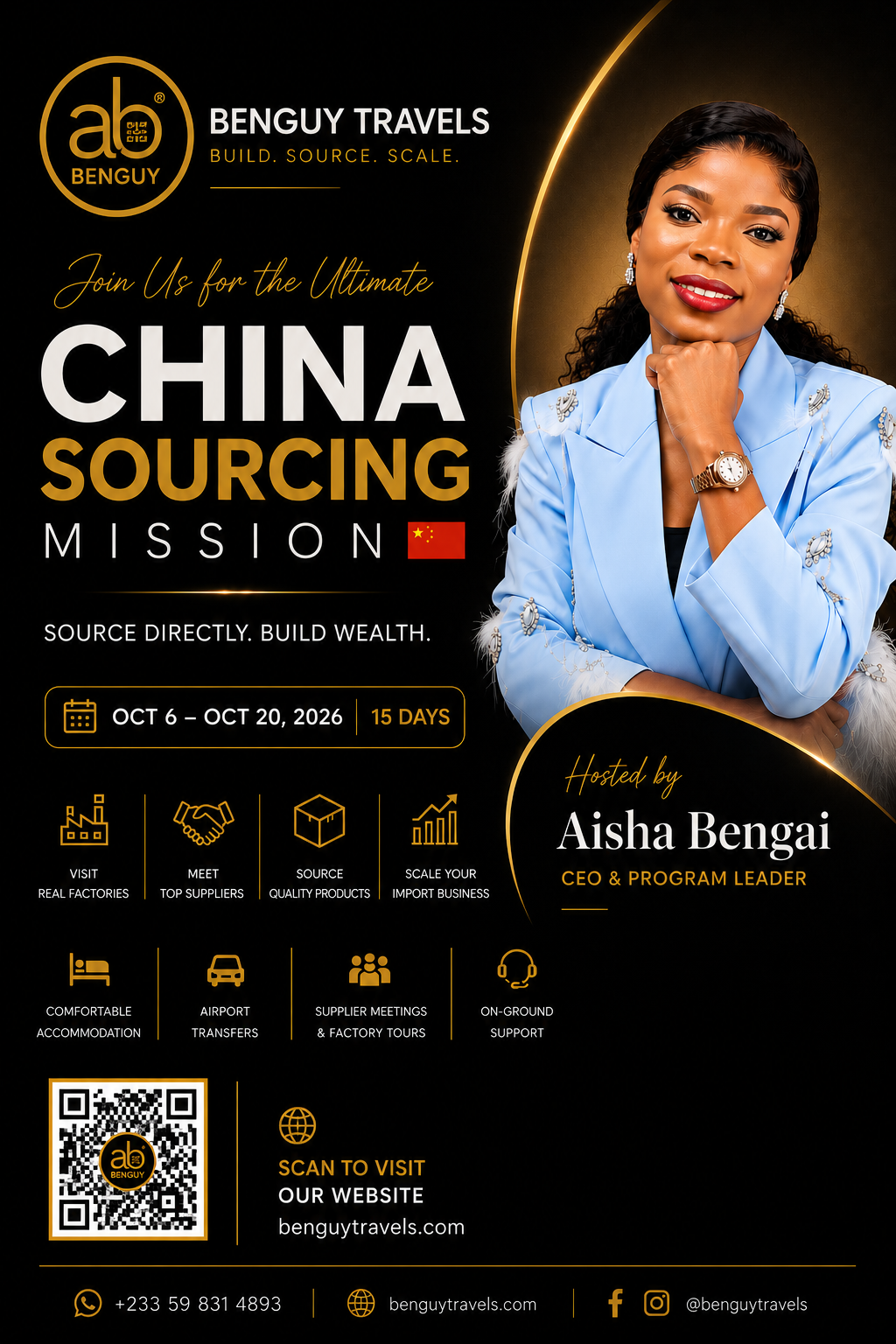 Benguy Travels China sourcing mission flyer hosted by Aisha Bengai