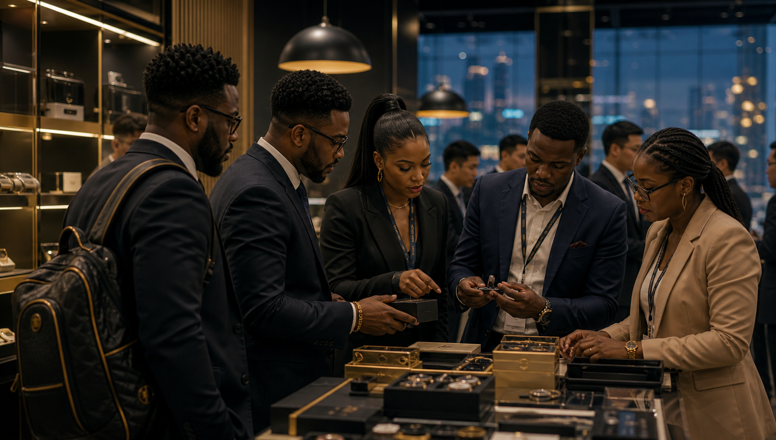 Premium showroom sourcing cinematic scene